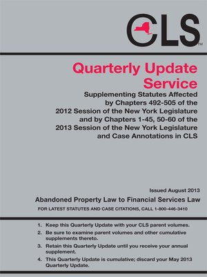 cover image of New York Consolidated Laws Service (CLS) Interim Update Service